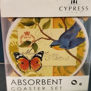 Absorbent Coaster Set with Wooden Caddy